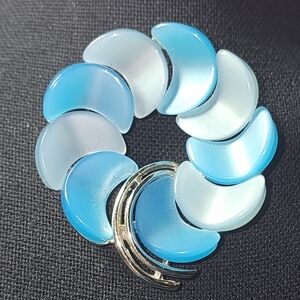 Vintage Lisner Blue Crescent Moon Brooch